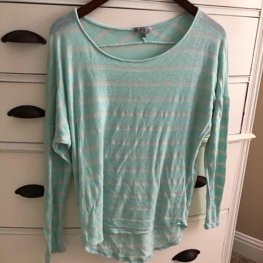 Charlotte Russe Mint/Cream Semi-Sheer Top